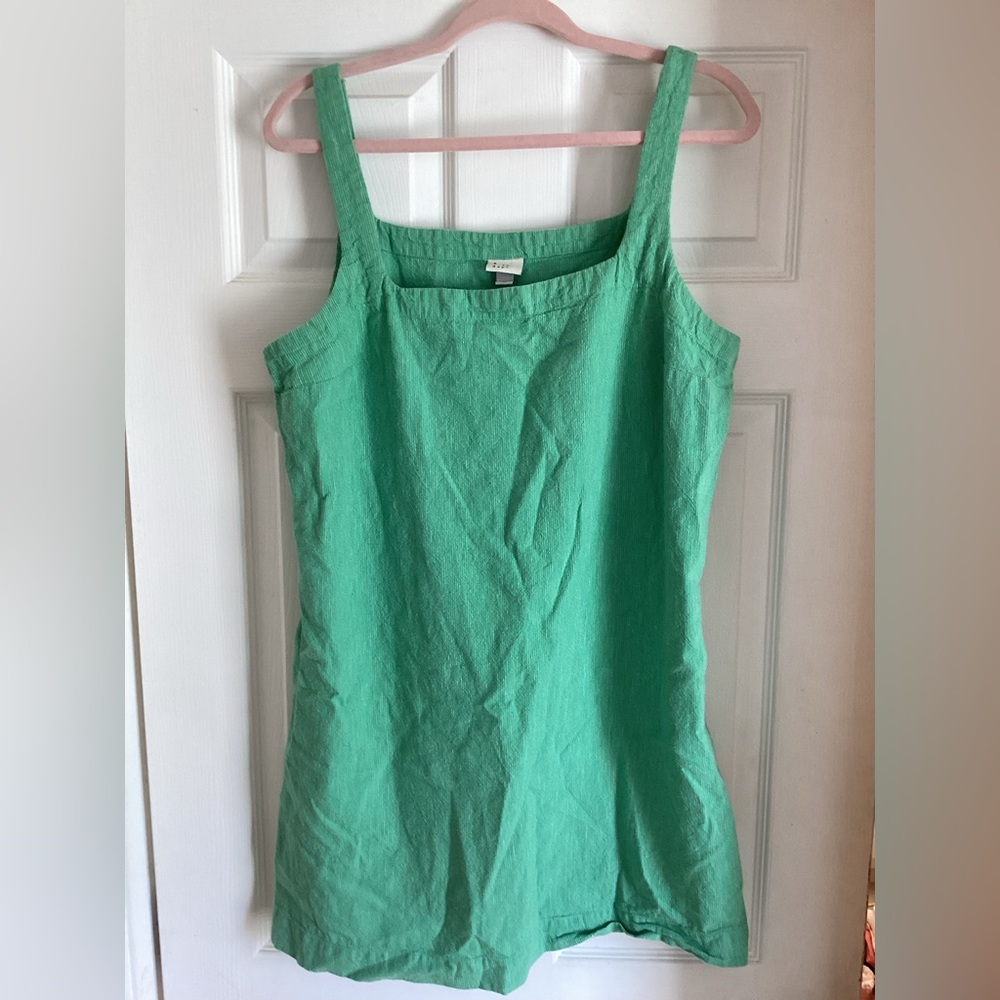 Green Linen-Blend Shift Dress